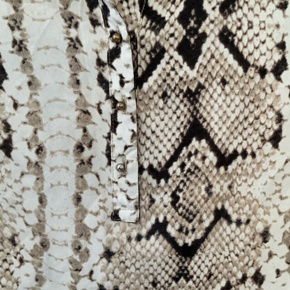 Violet & Claire Animal Print Blouse Top Long Sleeve Brown Cream Size Small - Picture 11 of 15